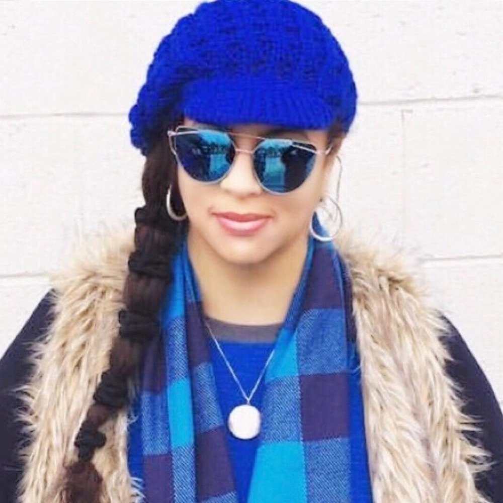Blue Cateye Sunglasses Silver Frame